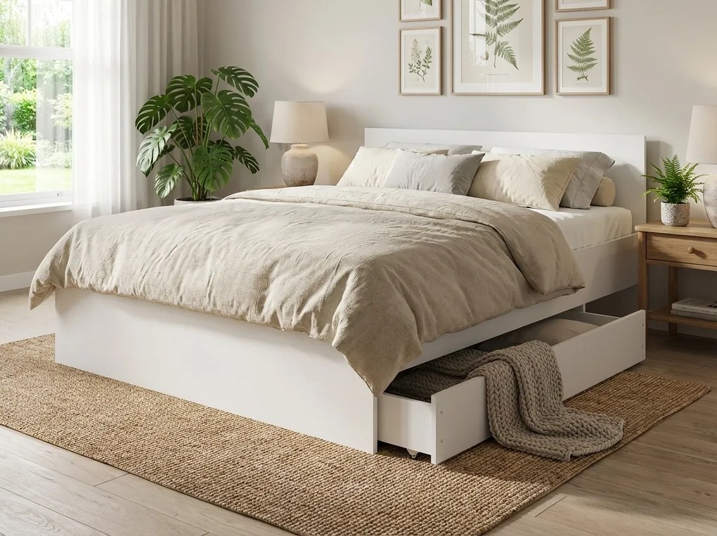 Łóżko ELISA 140 x 200 cm, białe Stelaż: Ze stelażem listwowym rolowanym, Materac: Materac Sommera 18 cm