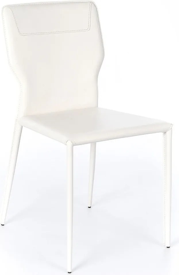 Zestaw 2 nowoczesnych krzeseł "Quito" ze skóry ekologicznej w kolorze białym z metalowymi nogami, 44x56 cm, 86,5 h