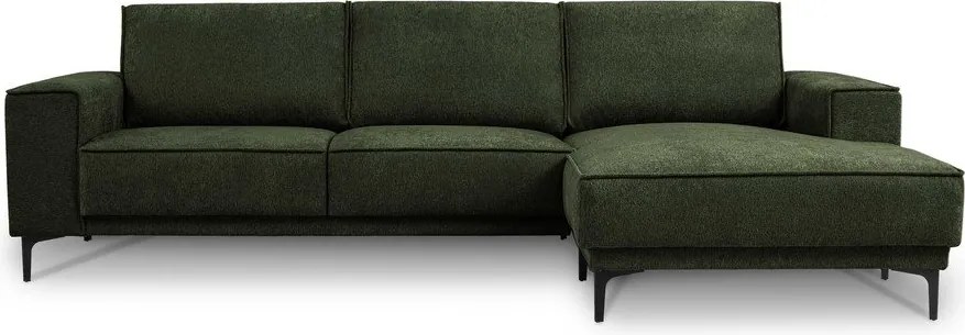 Zielony narożnik z tkaniny szenilowej (prawostronny/z szezlongiem) Copenhagen – Scandic