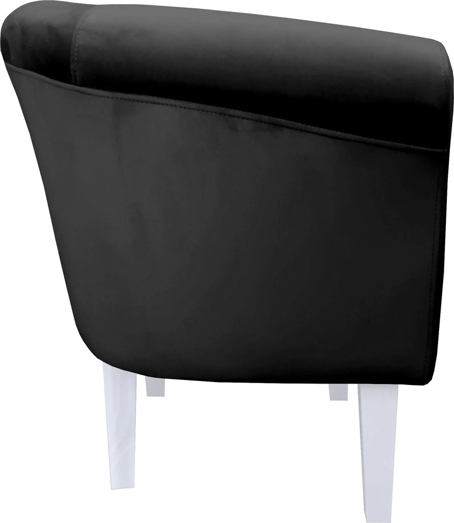 Fotel Milo tkanina Welur wygodny fotel tapicerowany do salonu i sypialni : Kolor nogi - Biała, Kolor tkaniny - VELVET - MG19, Wysokość nogi - 20 cm