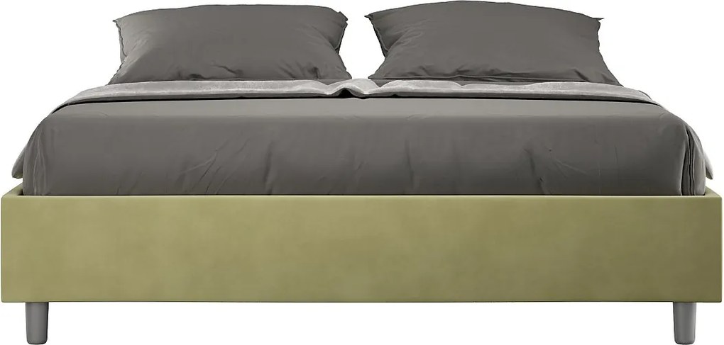 Łóżko wyposażone w stelaż z listwami tapicerowane 160x190 microfibra Zielony Azelia