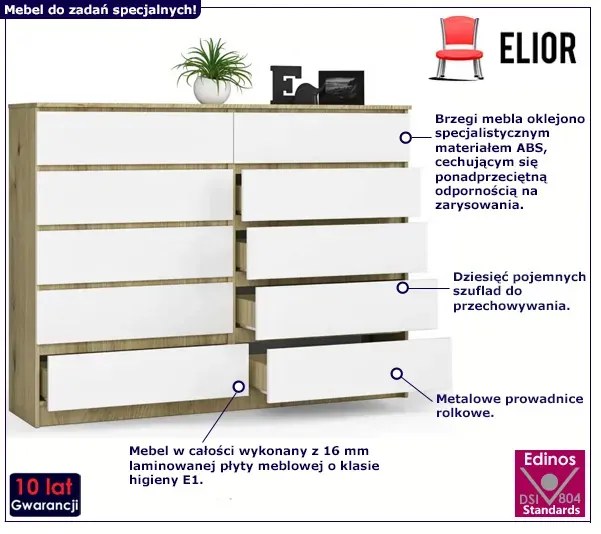 Komoda do biura z szufladami dąb artisan + biały x D4-T99