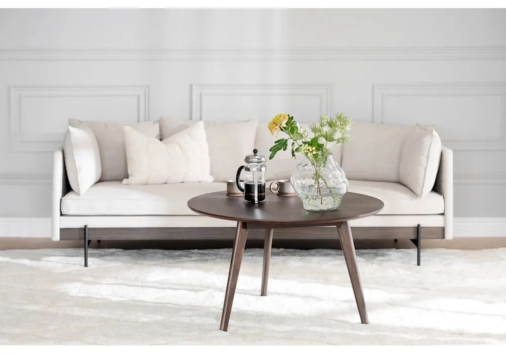 Naturalny okrągły stolik w dekorze dębu 90x90 cm Yumi – Rowico