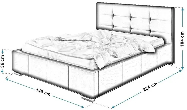 Pikowane łóżko z zagłówkiem 120x200 Ringe 3X - 36 kolorów