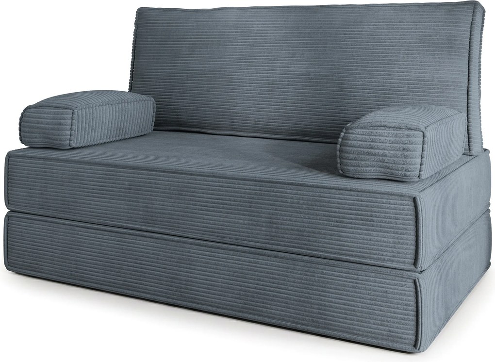Masseno Sofa piankowa LADIA z funkcją spania, Kanapa z pianki do salonu, Bezmontażowa, Tkanina sztruksowa – Szary POSO 60
