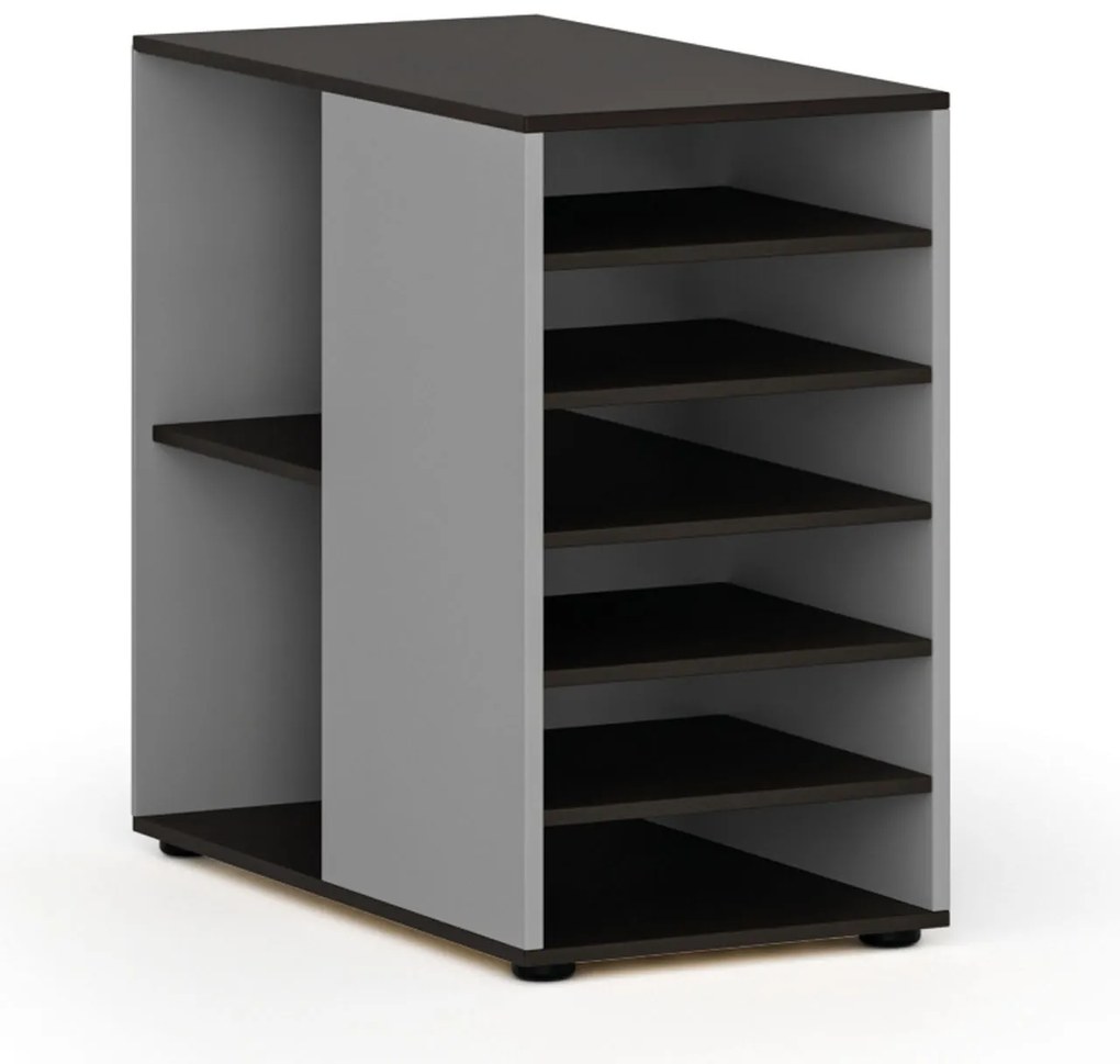Dostawna szafka półkowa do biurka PRIMO GRAY, lewa, szara/wenge