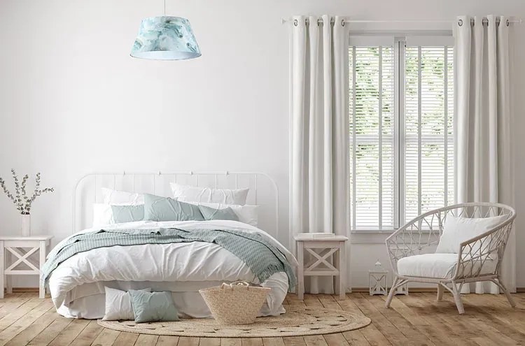 Błękitna welurowa lampa wisząca stożek - 3X S411 P9-H57