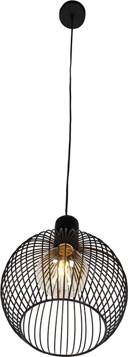 Designerska okrągła lampa wisząca czarna 30 cm - Dos