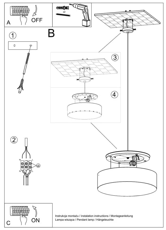 Szara lampa wisząca ø 35 cm Atis – Sollux