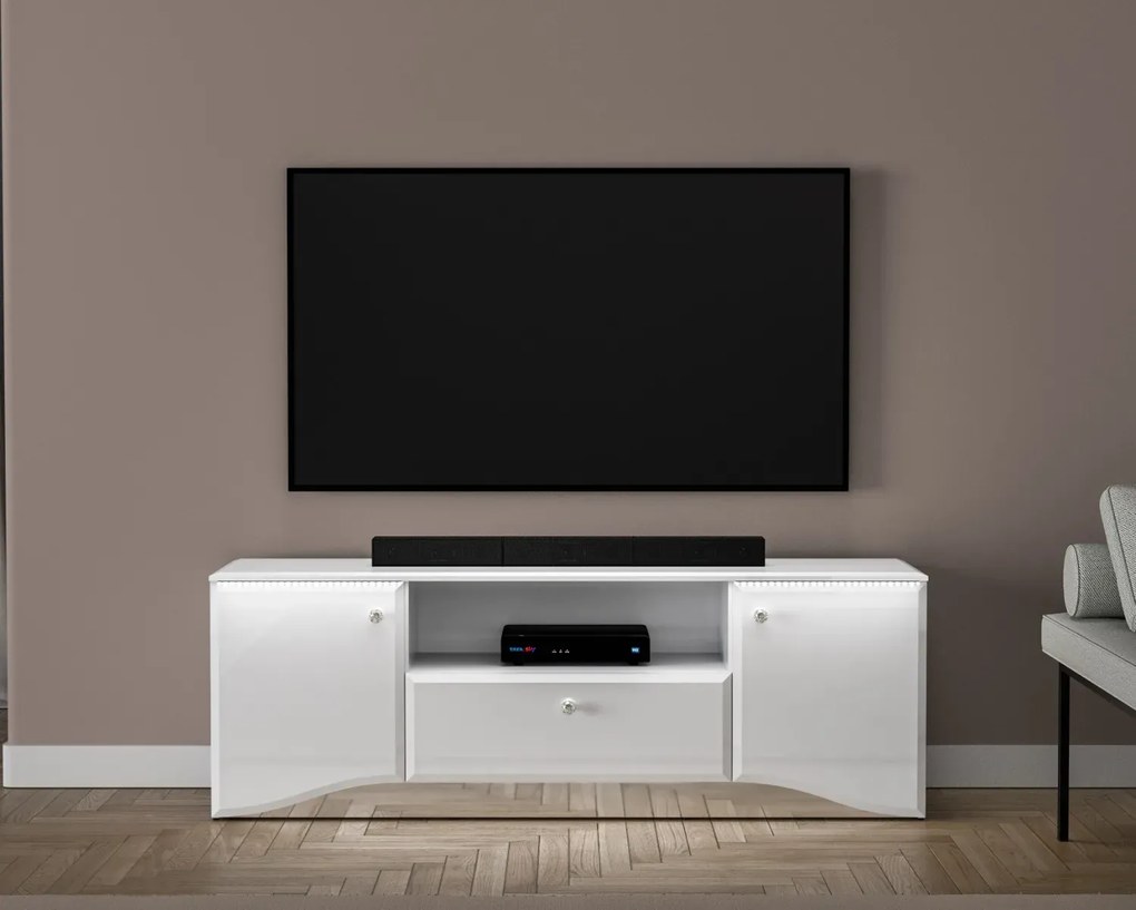 Szafka RTV BLANC 03 1D2S 160 biały połysk ML MEBLE