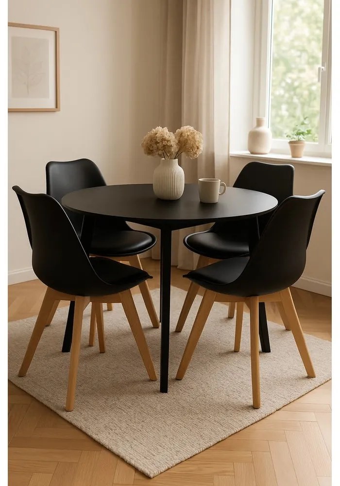 Okrągły stół z czarnym blatem 105x105 cm Vojens – House Nordic