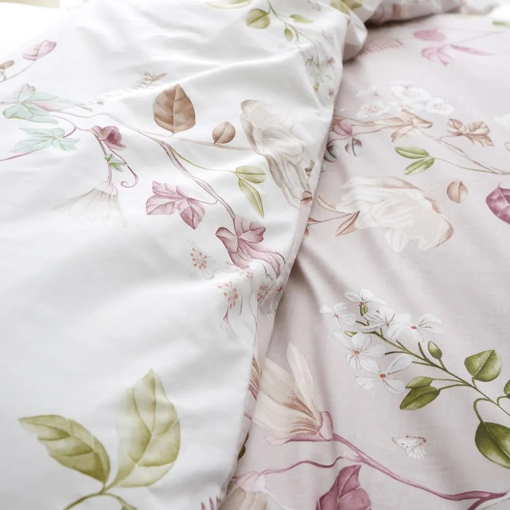 Różowa bawełniana pościel dwuosobowa 230x220 cm Francesca Floral – Bianca