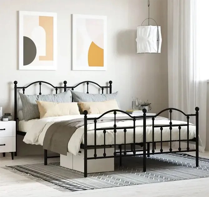 Czarne metalowe łóżko w stylu loftowym 120x200cm - Azos