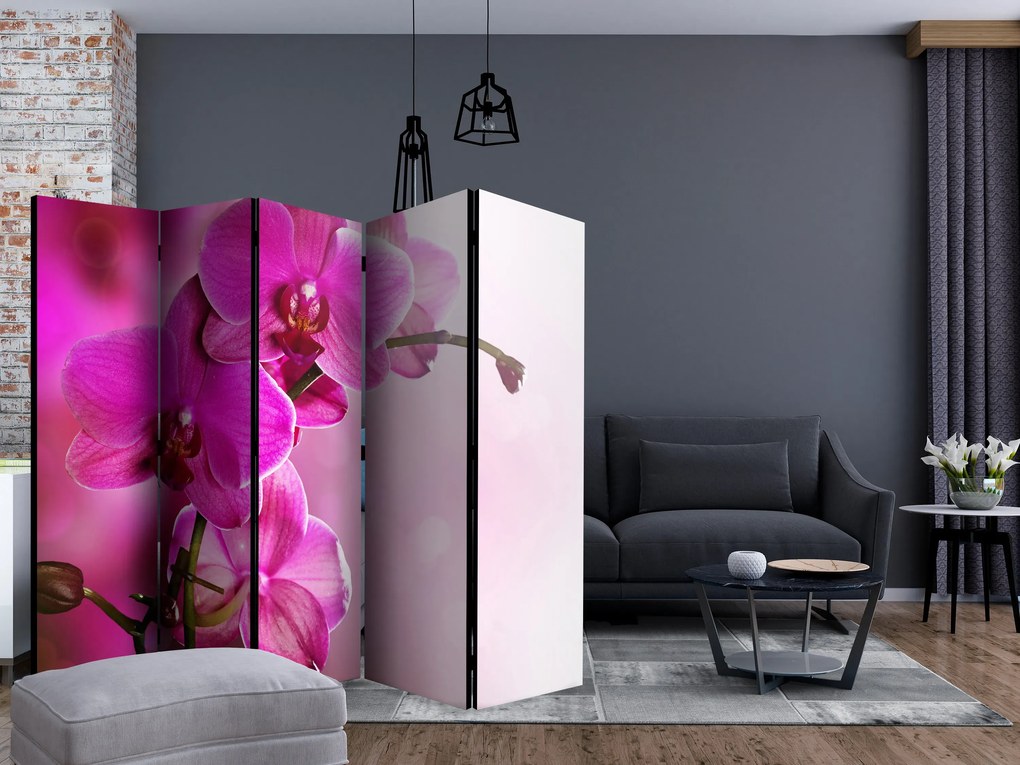 Parawan akustyczny Kwiaty 225x172 cm 5-częściowy szary ARTGEIST B