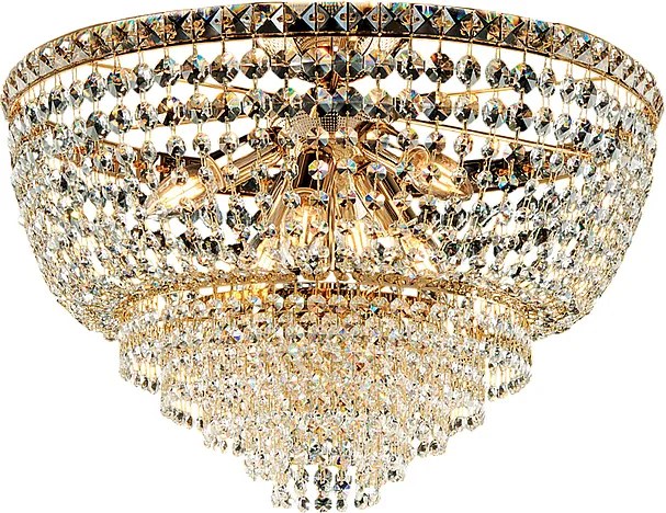 Lampa sufitowa Wagner z żelaza i złoconego mosiądzu z kryształkami górskimi 6 świateł H.38 Ø52 BL266-PL6-OR