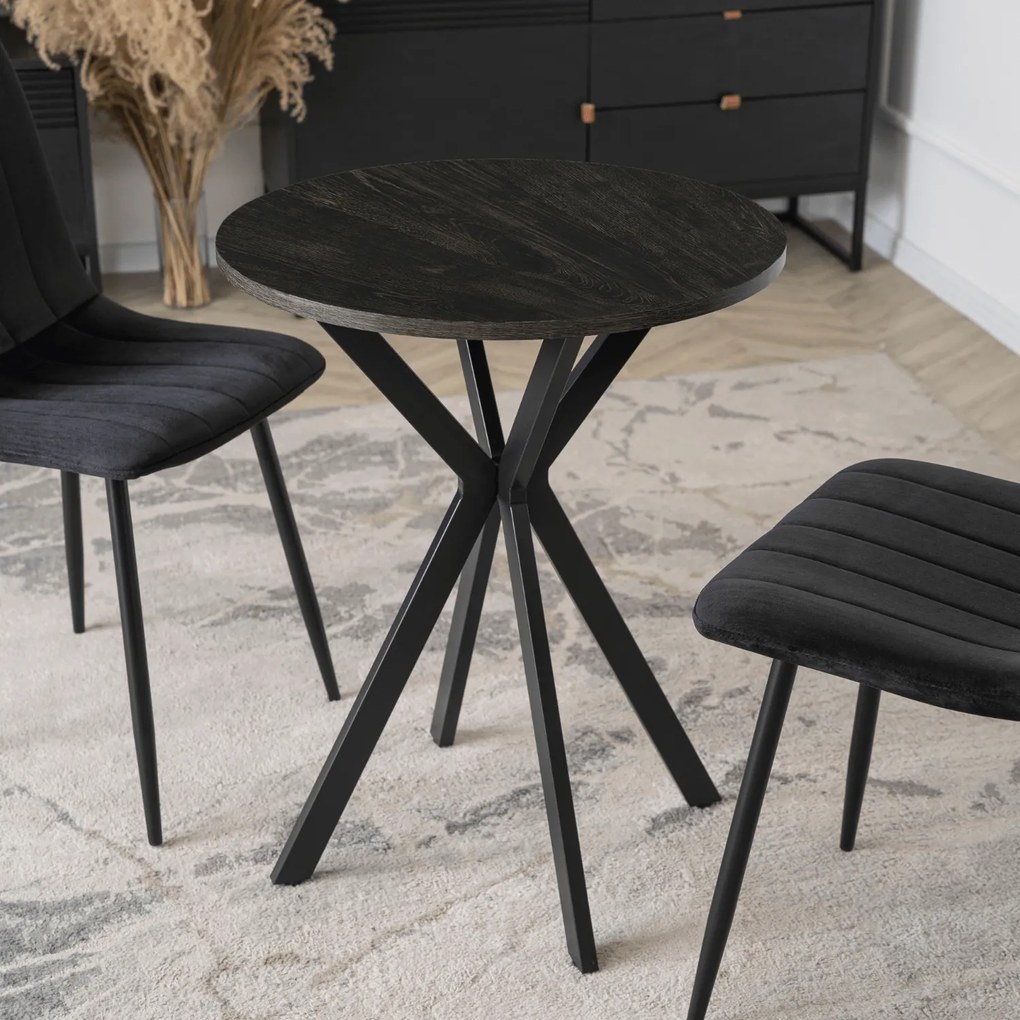 Stół Okrągły LAUREN 60 cm Czarny Loft Nowoczesny