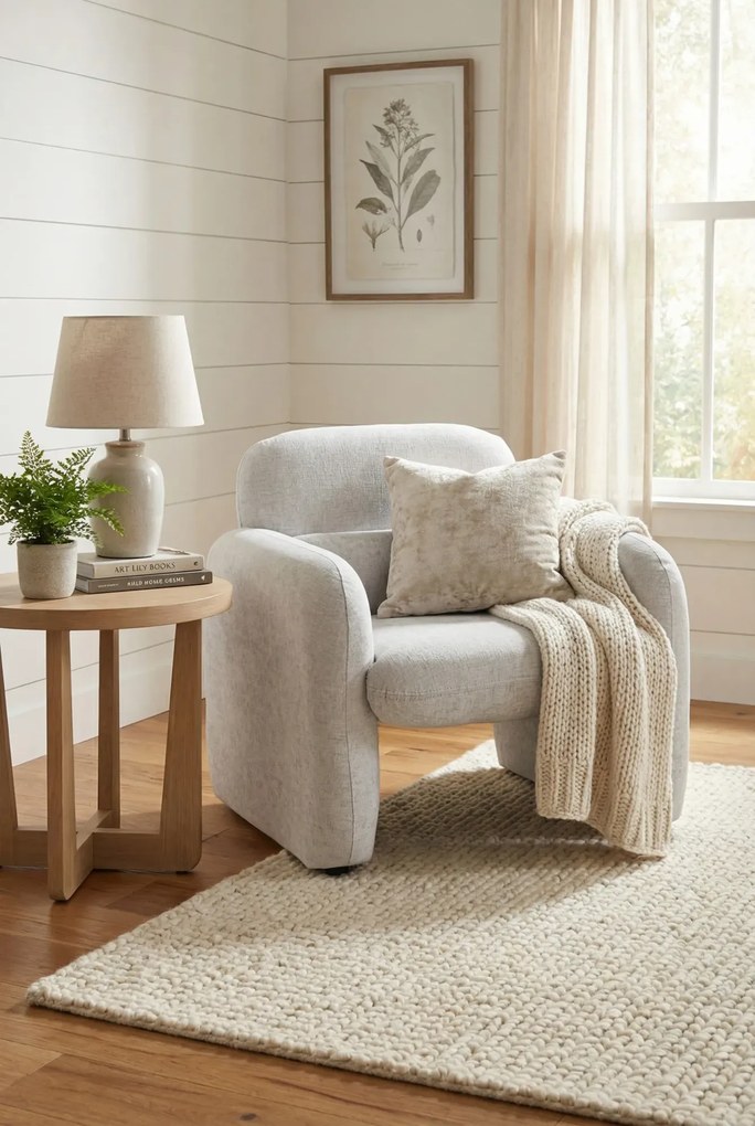 Szary fotel wypoczynkowy z podłokietnikami T8-D65