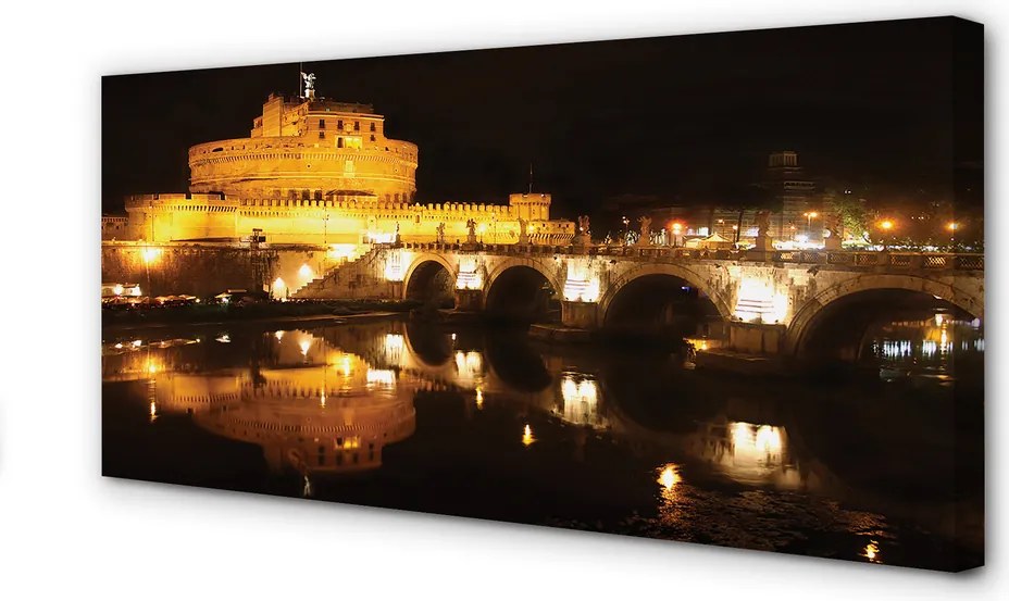 Obraz drukowany na płótnie Nocne Mosty nad Tybrem