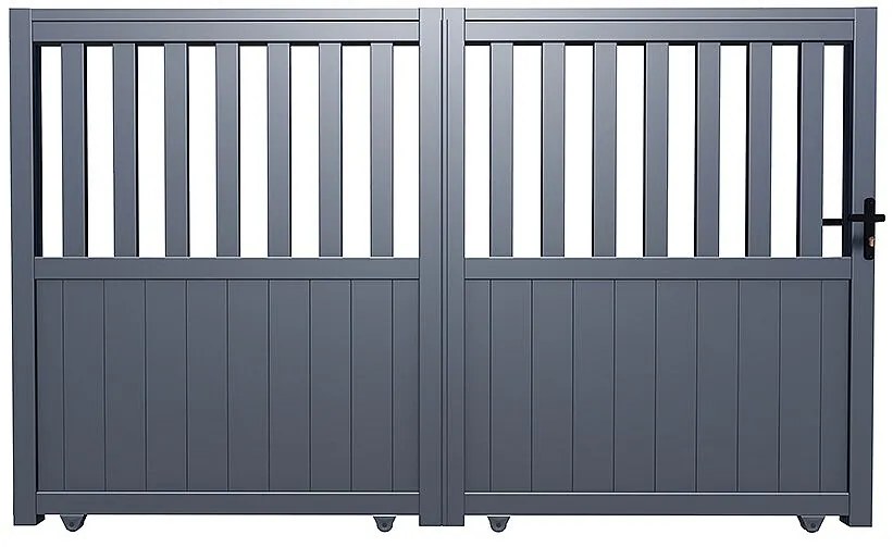 Przesuwna , perforowana aluminiowa brama elektryczna Dł.401 x Wys.140 cm antracytowa w zestawie TARNOS II