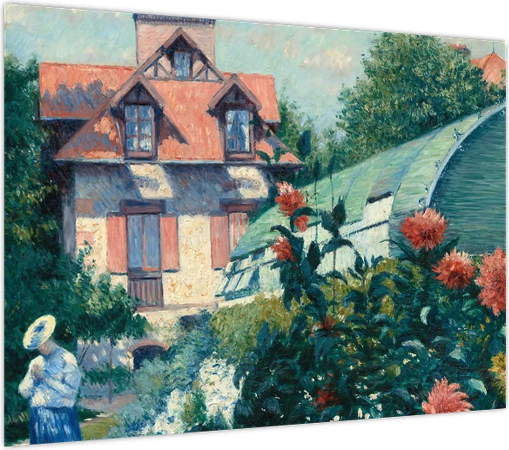 Obraz na szkle - Gustave Caillebotte, Dahlias, Garden at Petit Gennevilliers, reprodukcje (70x50 cm)