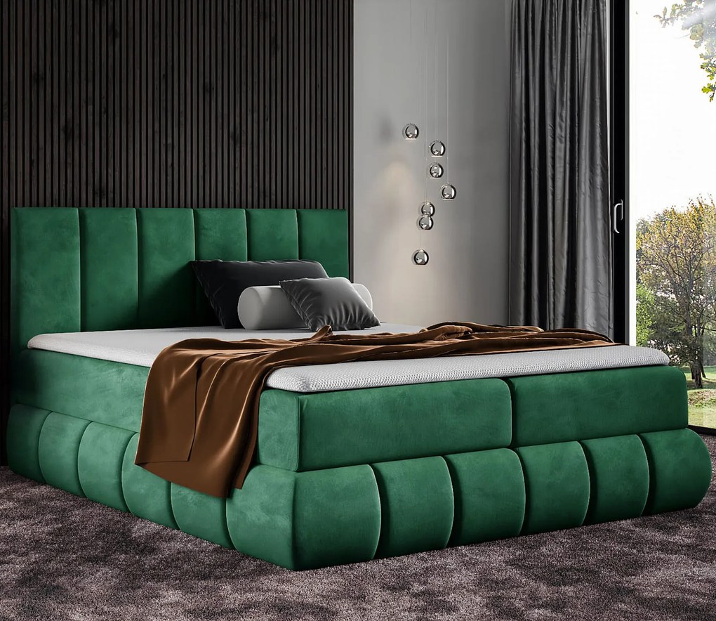 Ciemnozielone łóżko kontynentalne 5 rozmiarów K4-F32