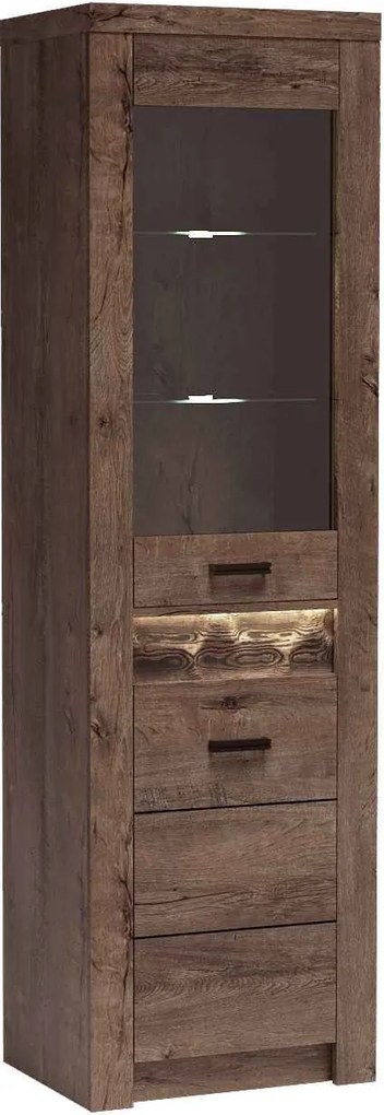 Witryna ZERI 192 x 56 cm, Stojąca witryna do Salonu, Brązowy