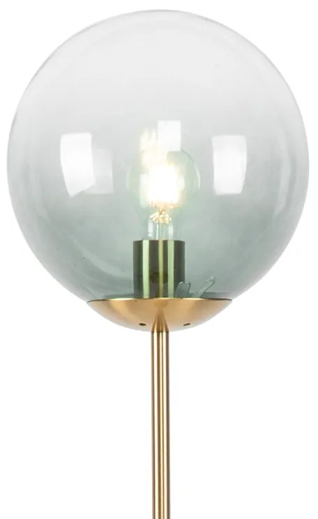 Lampa stojąca w stylu art deco mosiądz z zielonym szkłem - Pallon ArtDeco Oswietlenie wewnetrzne