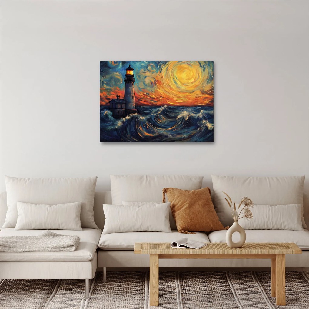 Obraz - Latarnia morska w falach (70x50 cm)