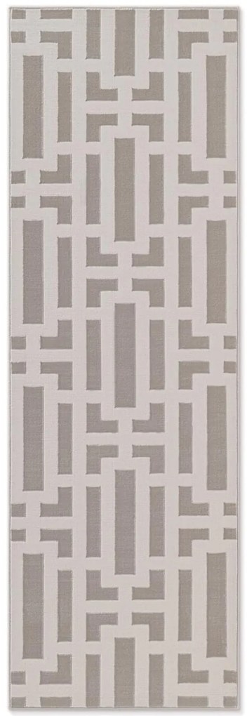 Dywan nowoczesny Perles Geometria szaro-kremowa 80 cm x 240 cm