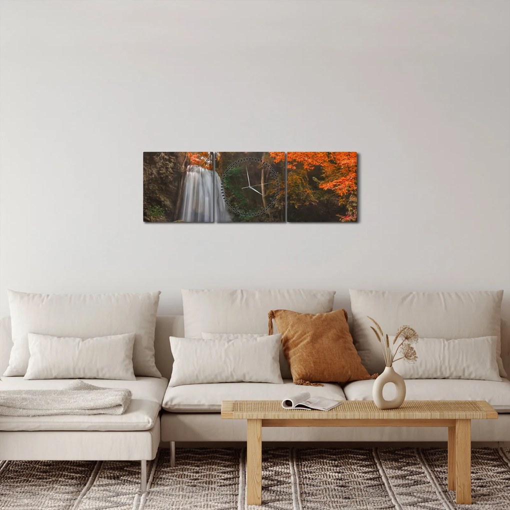 Obraz - Wodospad w Tajlandii (z zegarem) (90x30 cm)