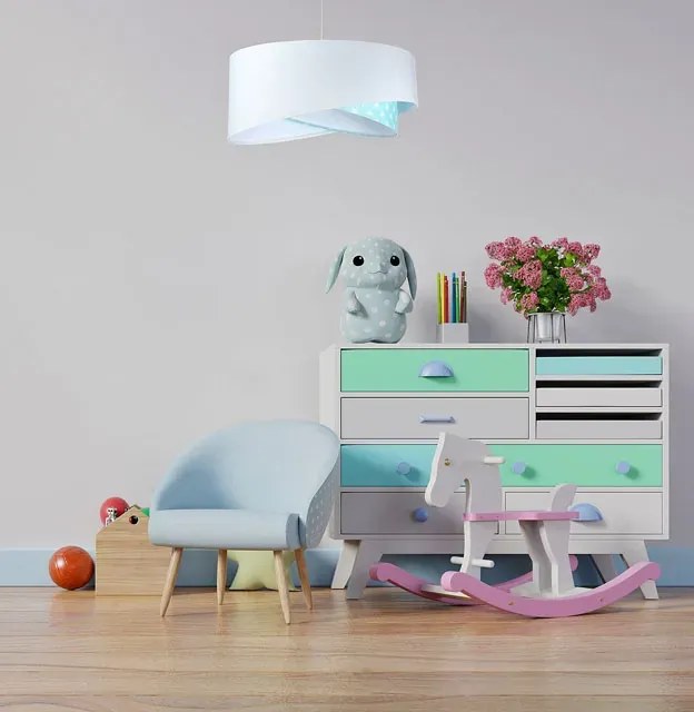 Biało-miętowa lampa wisząca welurowa - EX1000 A0-M00