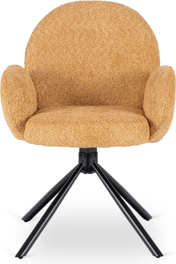 Krzesło Tapicerowane Obrotowe do Salonu MUSSO Musztardowe Nowoczesne