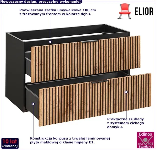 Szafka umywalkowa z lamelowym frontem 100 cm H9-F66