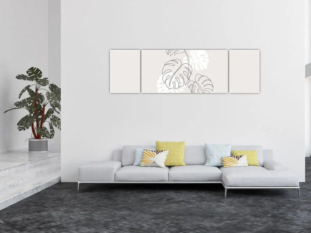 Obraz - Line art monstera N⁰3 (170x50 cm)