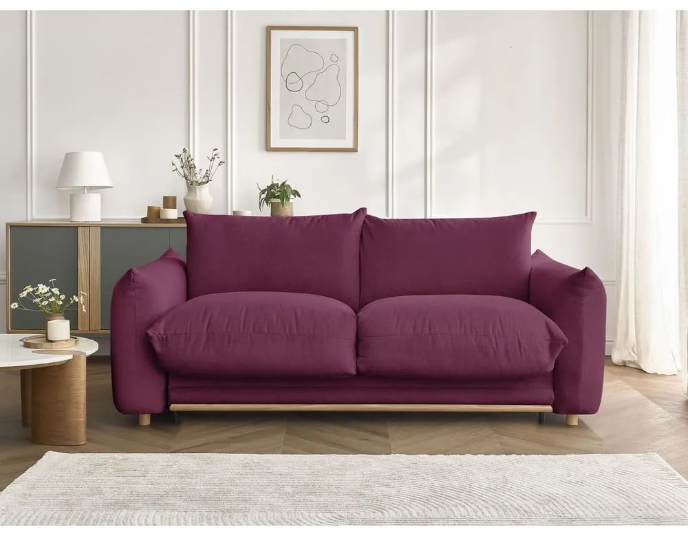 Bordowa rozkładana sofa 214 cm Ernest – Bobochic Paris