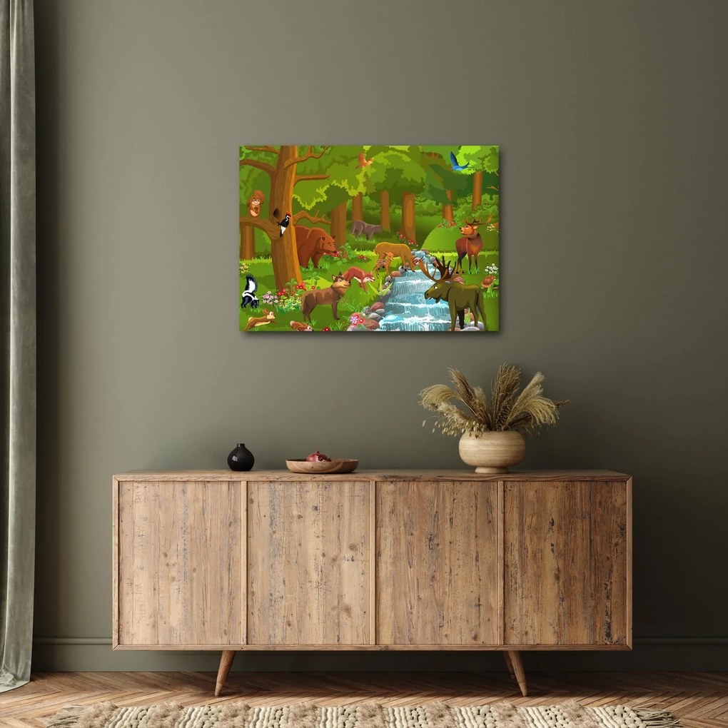 Dziecięcy obraz ze zwierzątkami (70x50 cm)