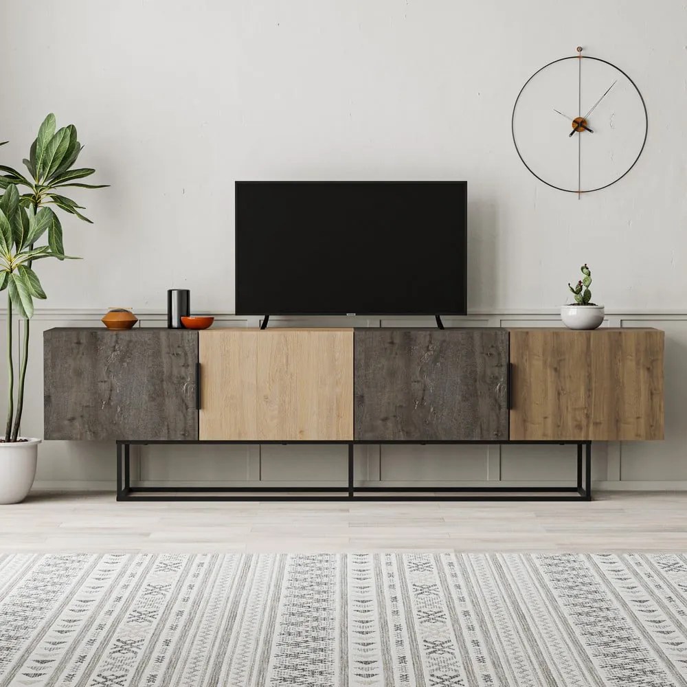 Szafka pod TV w dekorze dębu 200x55 cm Titan – Marckeric