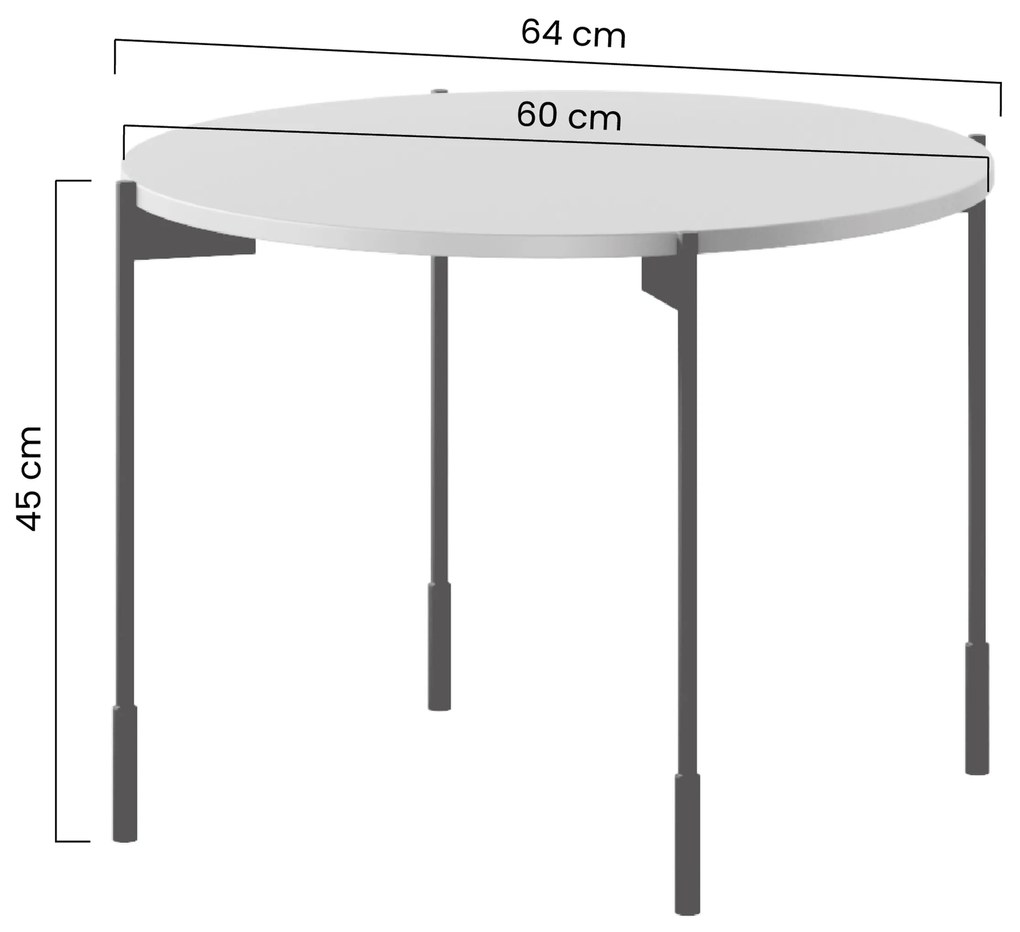 Stolik kawowy Sonatia 60 cm okrągły na metalowych nogach - oliwka