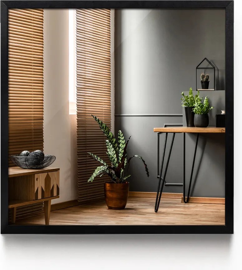 Lustro dekoracyjne prostokątne czarna ramka 80x60 cm Czarny