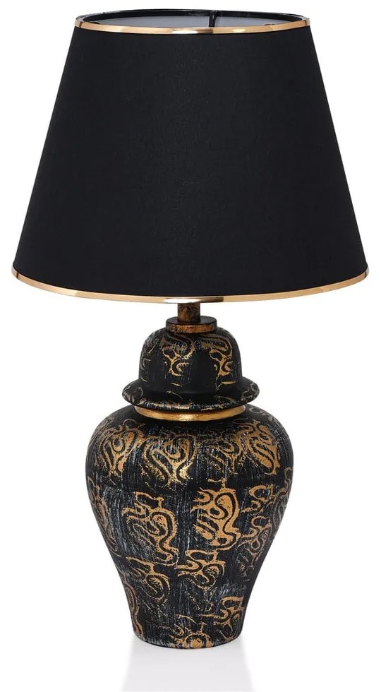 Lampa stołowa w czarno-złotym kolorze z tekstylnym kloszem (wysokość 54 cm) Derin – Opviq lights