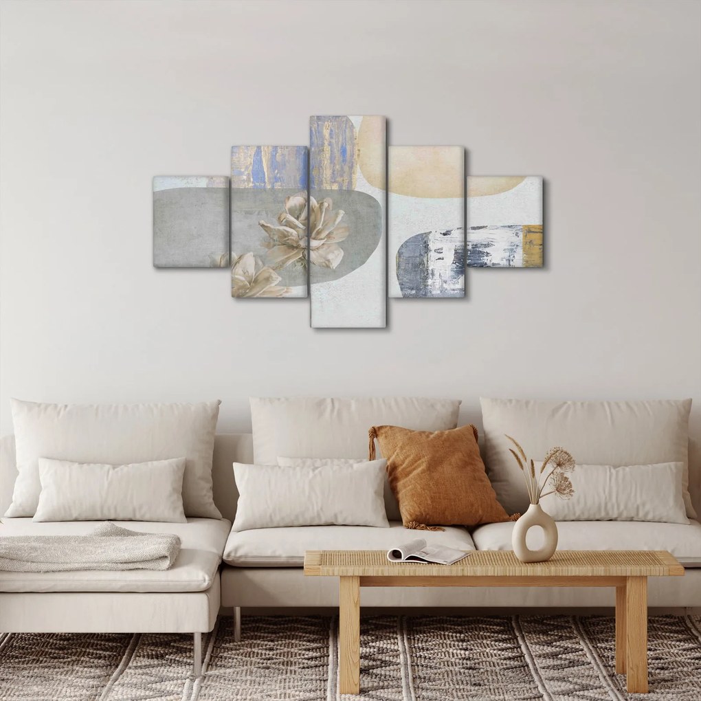 Obraz - Obraz z kwiatami i teksturami (125x70 cm)