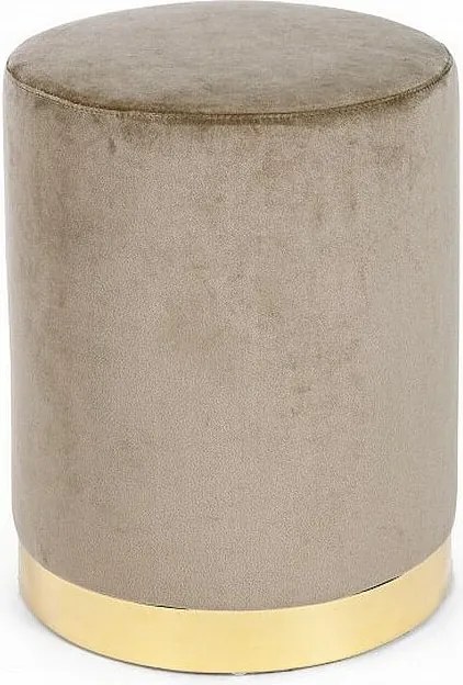 Pufa z aksamitu w kolorze gołębim ze złotym paskiem - LUCILLA