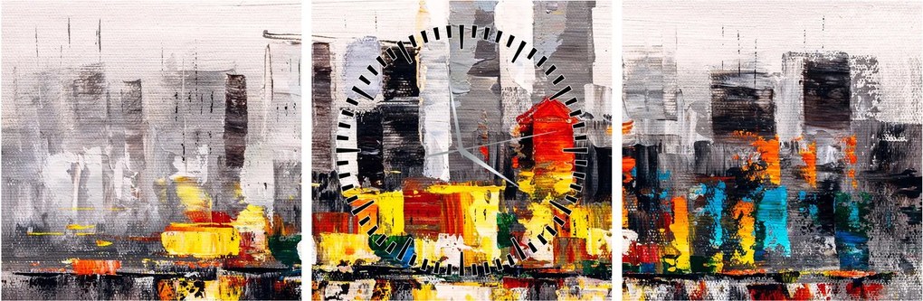 Obraz - Obraz przedstawiający duże miasto (z zegarem) (90x30 cm)