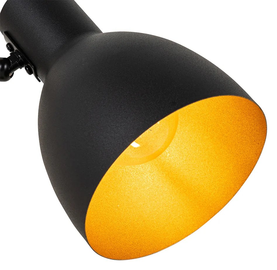Rustykalna lampa stołowa czarna z drewnem - Flint Rustykalny / Vintage Oswietlenie wewnetrzne