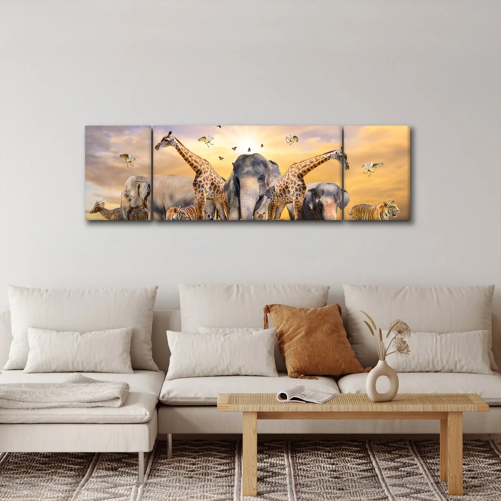 Obraz - Afrykańskie zwierzęta (170x50 cm)