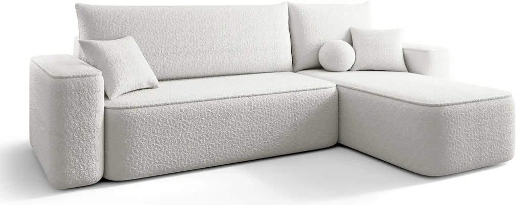 Biały narożnik w kształcie L z funkcją spania A2-G97