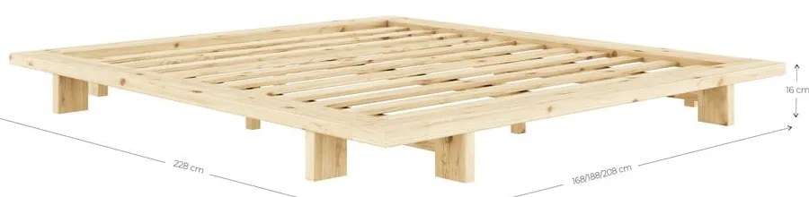 Jasnoniebieskie łóżko dwuosobowe z litego drewna sosnowego ze stelażem 140x200 cm Japan – Karup Design