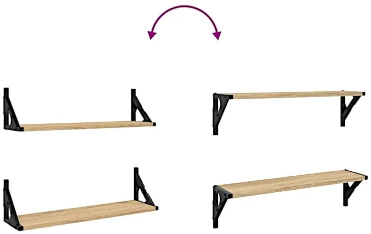Zestaw dwóch półek 60 cm dąb sonoma - Sarea