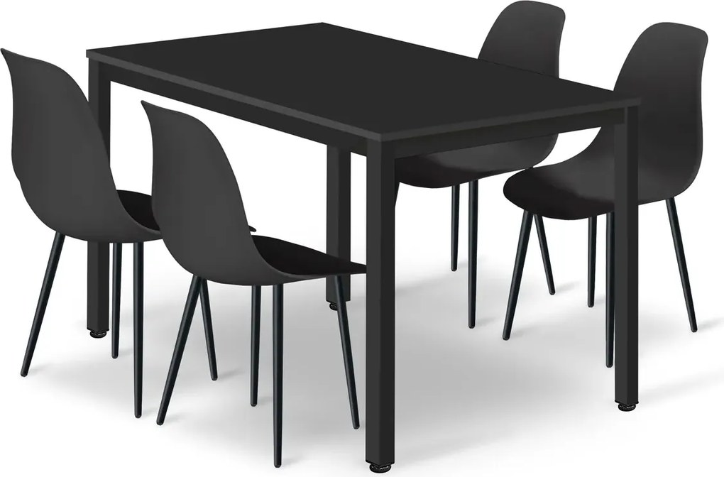 Stylowy czarny zestaw stół z 4 krzesłami S9-K22