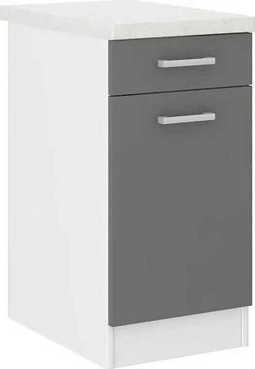 Dolna szafka kuchenna 40 cm Szara z blatem roboczym